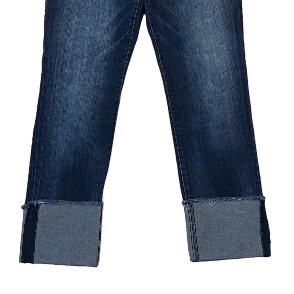 Kut from the Kloth Dark Wash Straight Leg Cuffed Hem Cropped Jeans Sz 6 - Picture 7 of 10